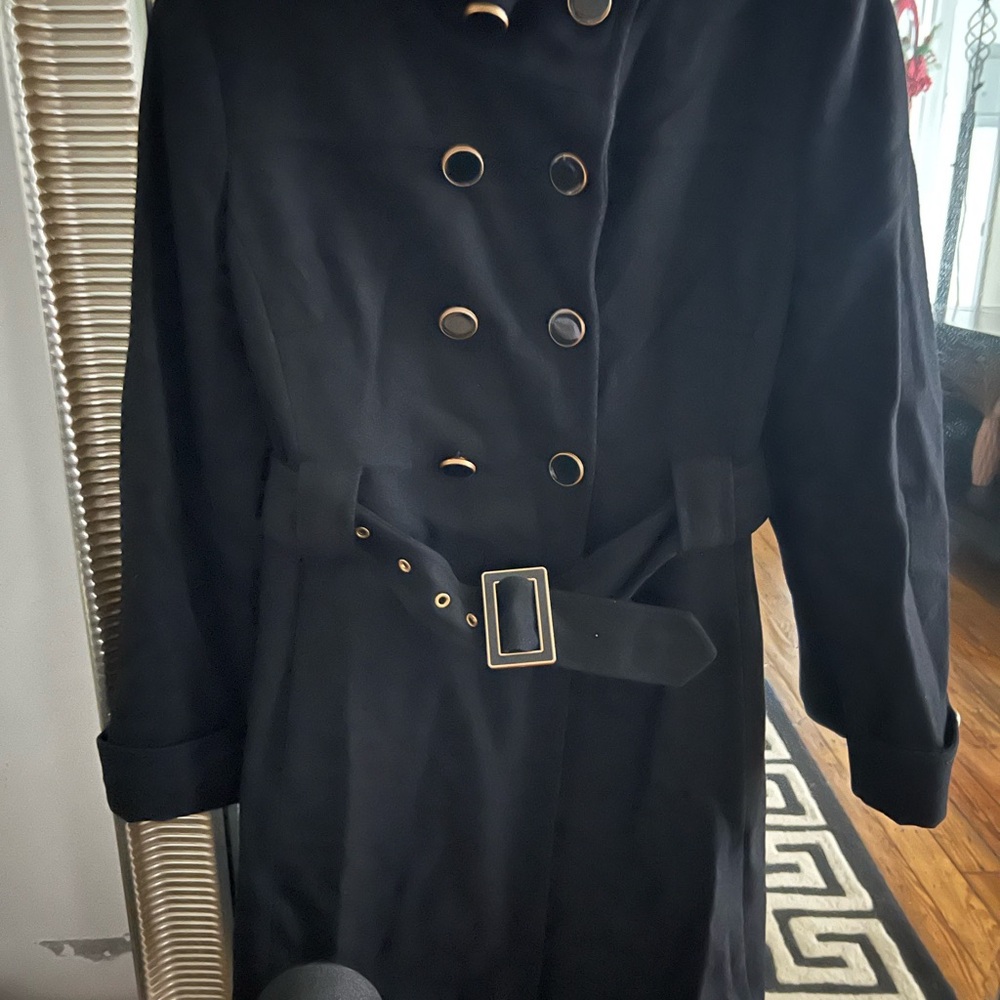 Kenneth Cole New York Black Coat with Gold Buttons